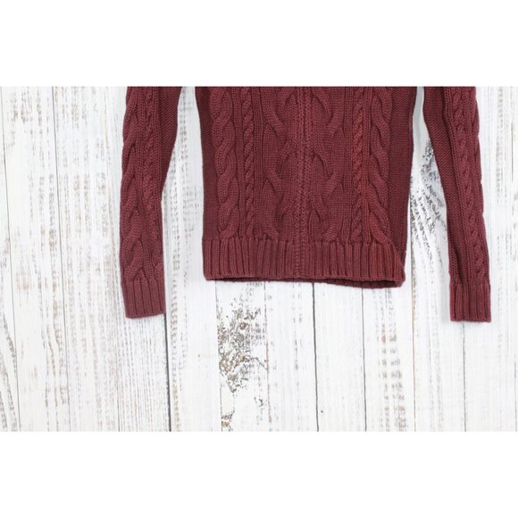LL Bean Double L Cable Sweater Zip Cardigan Red Size XS - Picture 3 of 10